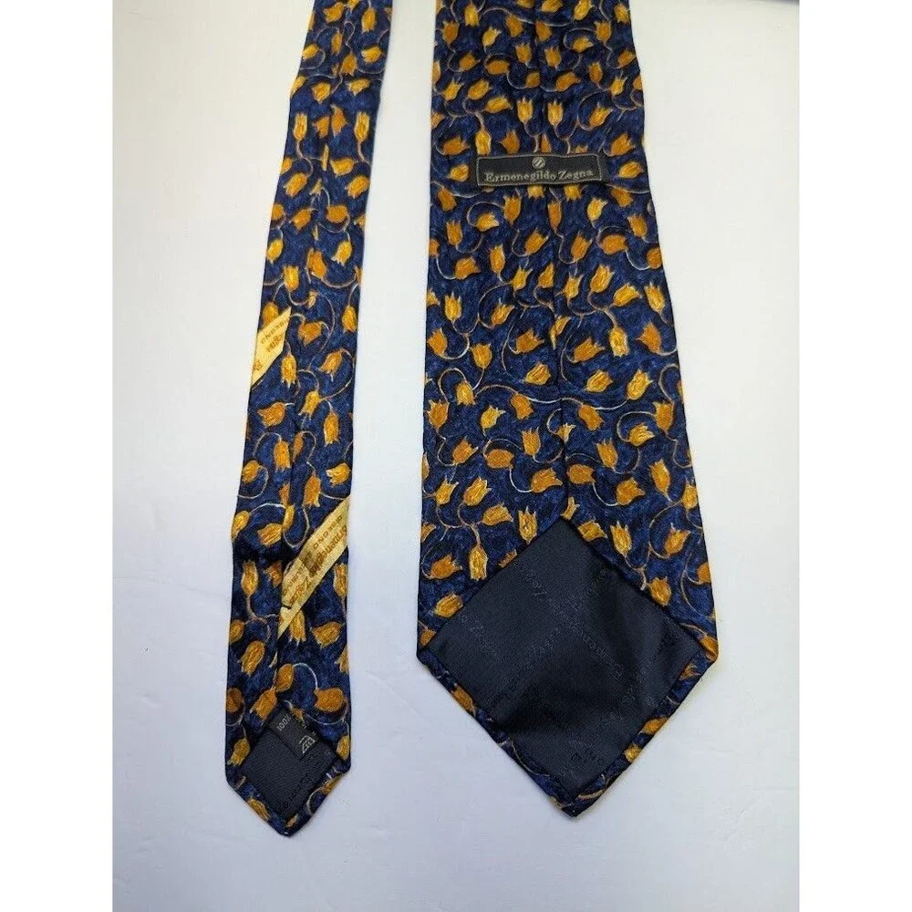 ERMENEGILDO ZEGNA Men's Silk‎ Necktie ITALY Luxury Geometric Pattern 3.75